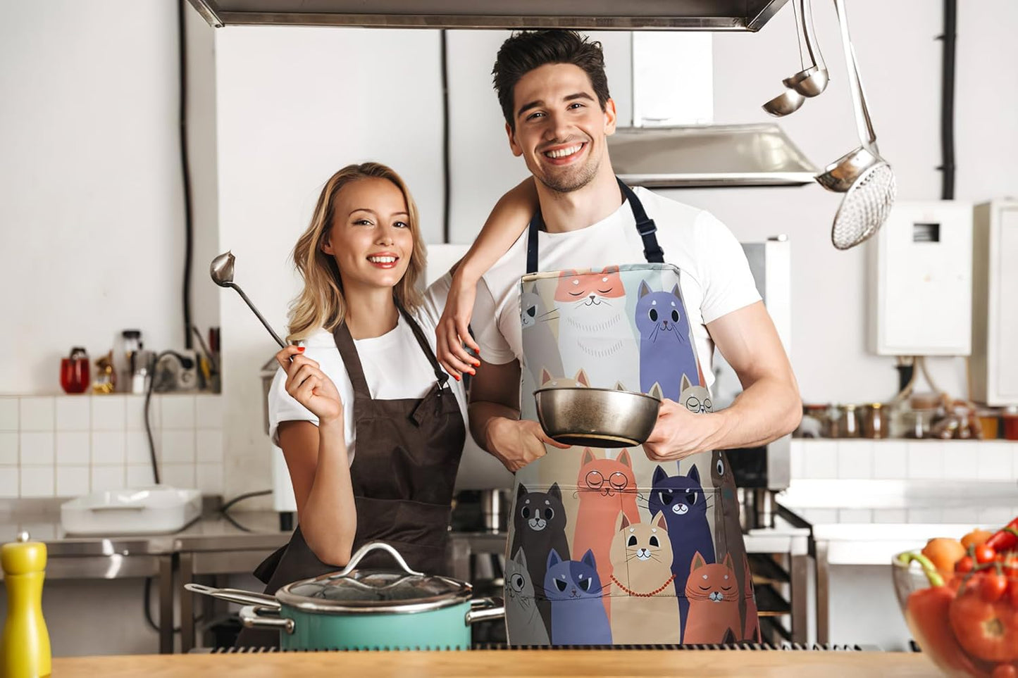 ZiQilin Adjustable Waterproof Kitchen Apron for Women with 2 Pockets C