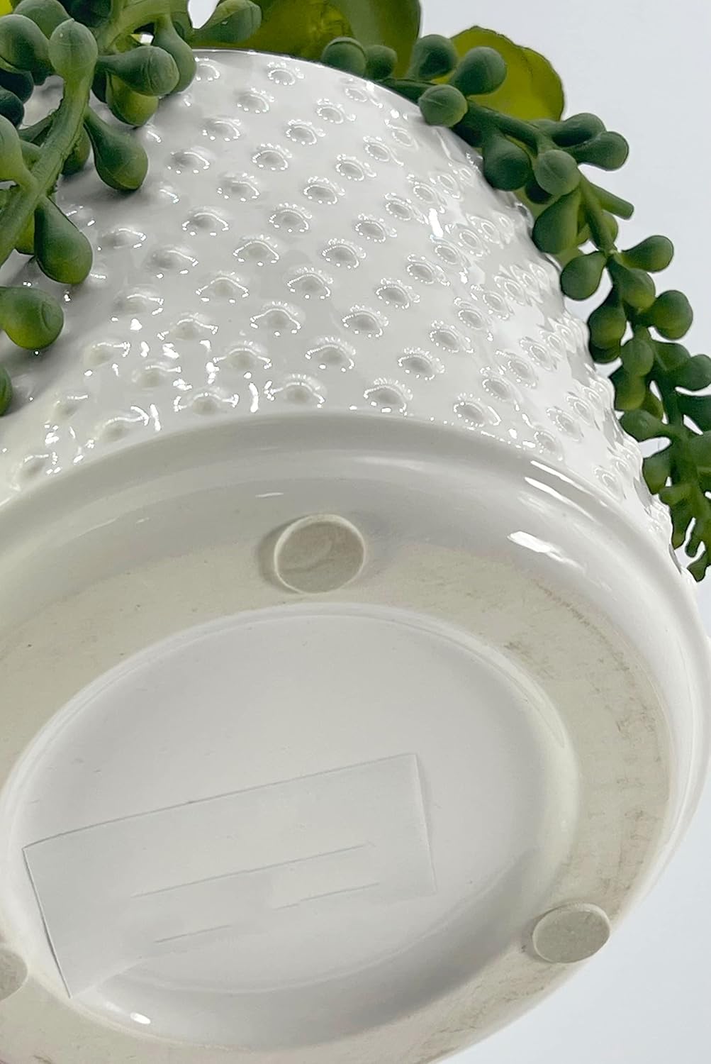 Galt International Faux Assorted Succulent Arrangement in White Dimpled Ceramic Porcelain Pot Planter 7.87" Tall | Home Decor Living Room Kitchen Washroom Restroom Office Plant
