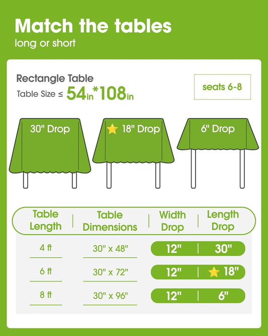Pureegg Plastic Table Cloth Disposable 8 Pack, 54 x 108 Inch Table Cloths, Party, Picnic, Wedding, Decorative Tablecloths, Rectangle, White Plastic Cover, Leakproof & Sturdy, White