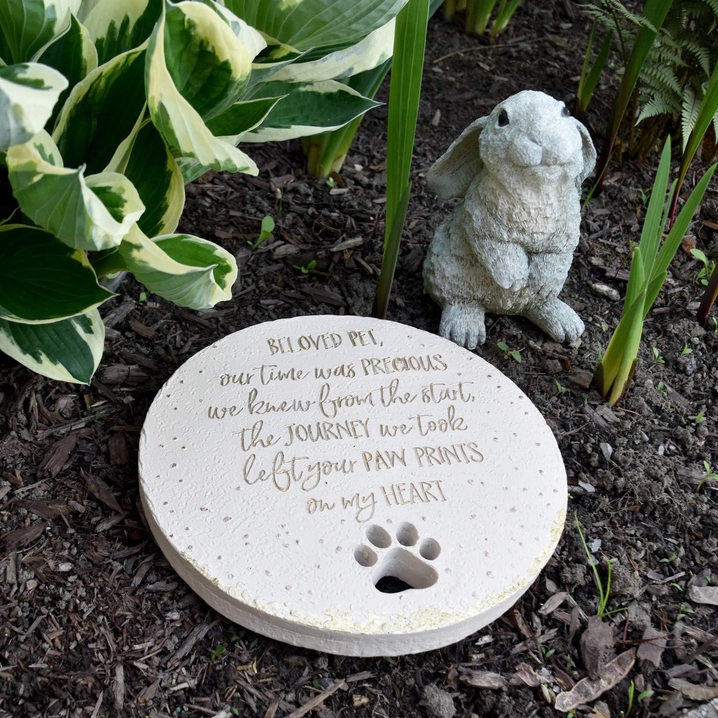 Pavilion Gift Company 22214 Beloved Pet-10 Inch Round Weather Proof 10" Garden Stone, Beige