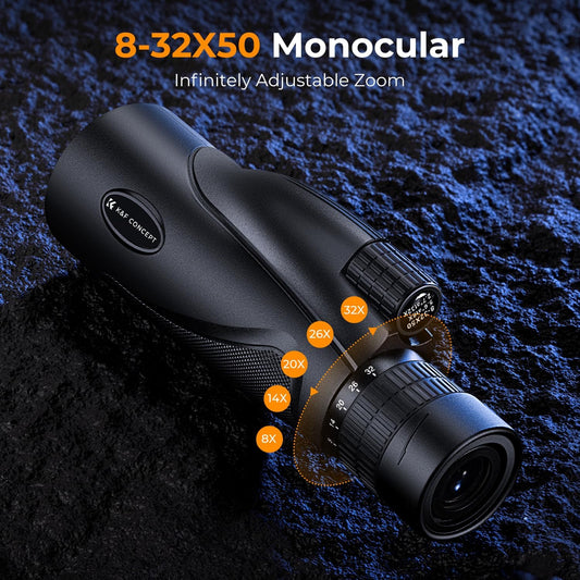 K&F Concept 8-32X50 Zoom Monocular - High Power Dual Focus Prism Compact Monoculars for Kids Adults, with Phone Adapter, Low Light Night Vision, FMC Lens for Bird Watching Hunting Travel Camping Starg