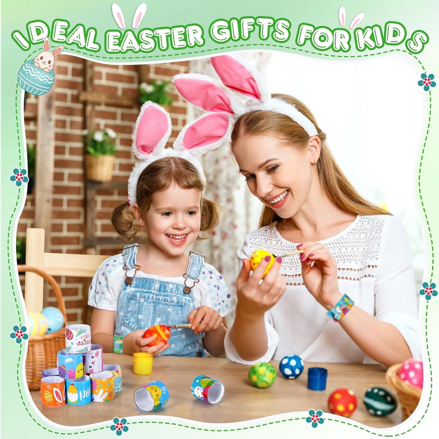 Easter Slap Bracelets for Kids 36PCS Easter Basket Stuffers for Kids Bulk Snap Bracelet Easter Party Favors Supplies Easter Egg Fillers Toys Goodie Bag Stuffers Toy Gifts for Student Classroom Prizes