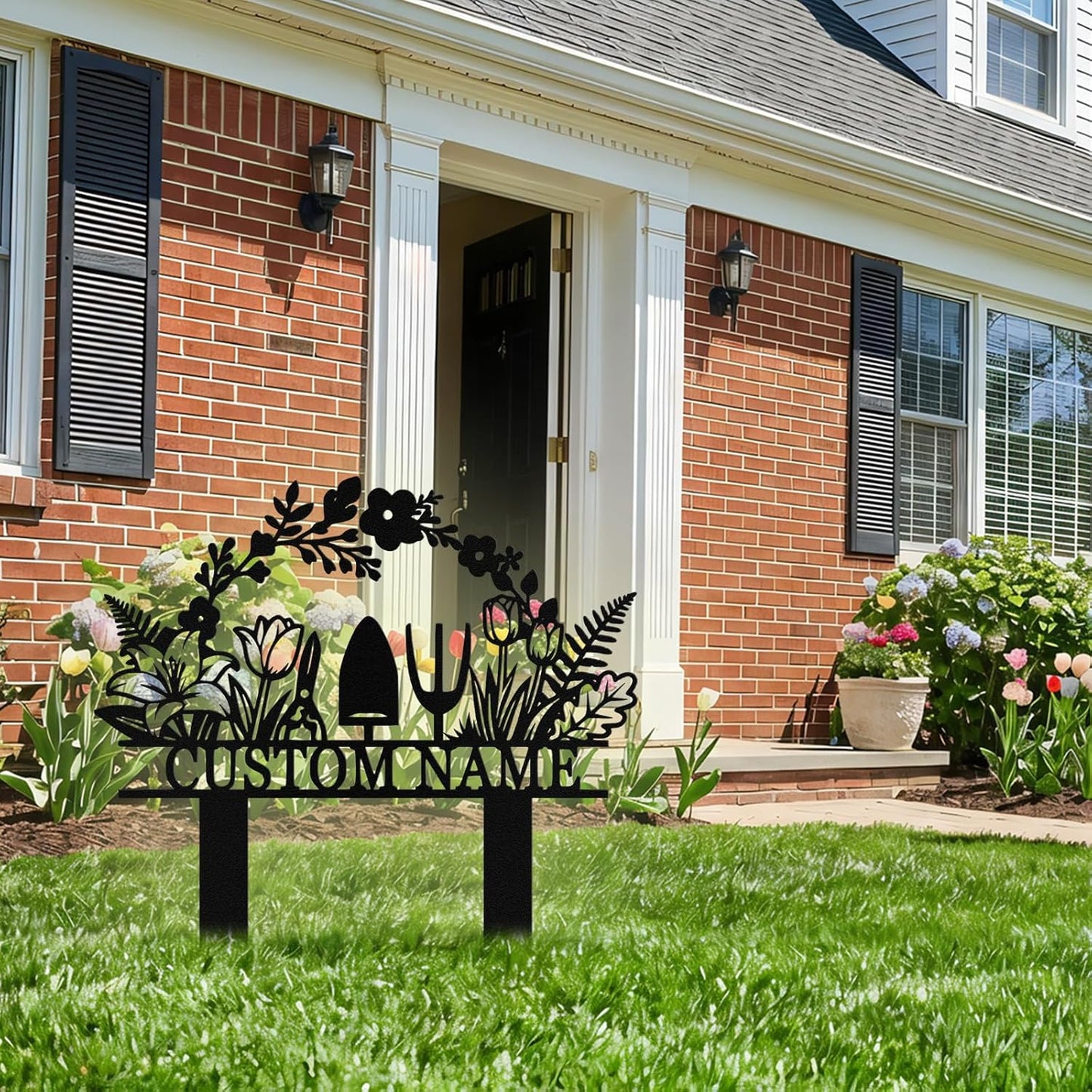 Custom Metal Garden Signs with Stake, Personalized Garden Tools Sign f