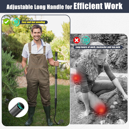Hoe Garden Tool, Hollow Hoe with 55-85 Inch Long Handle, Adjustable Ma