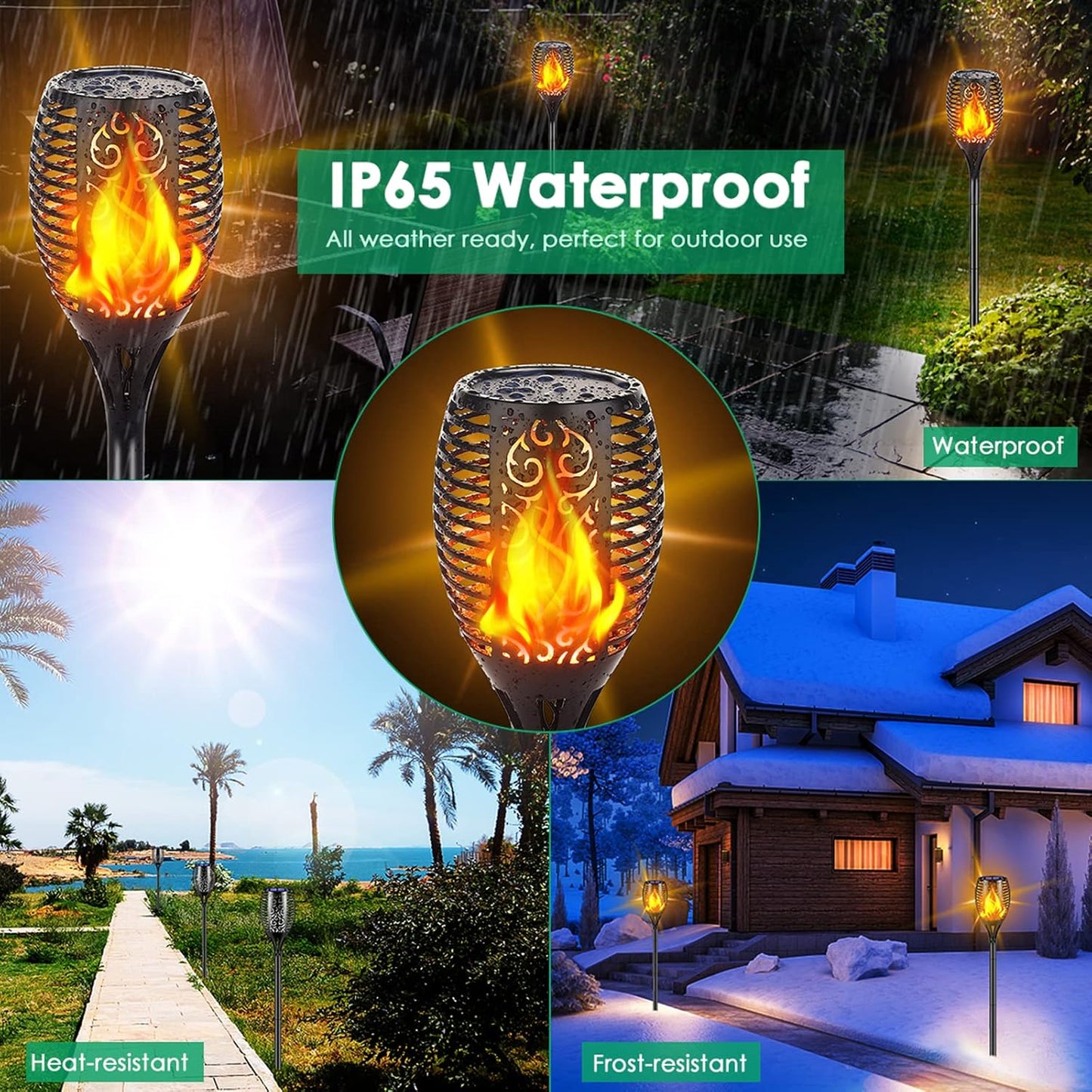 TomCare Solar Lights Outdoor 99 LED Higher & Larger Flickering Flame S