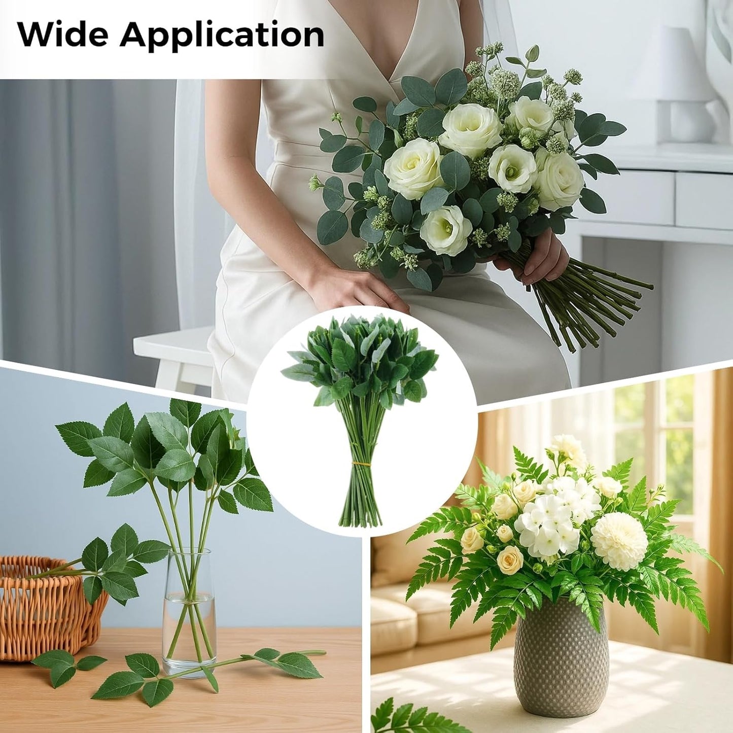OMISTAR 50 Pcs Artificial Rose Stems, DIY Fake Flower Stems with Green