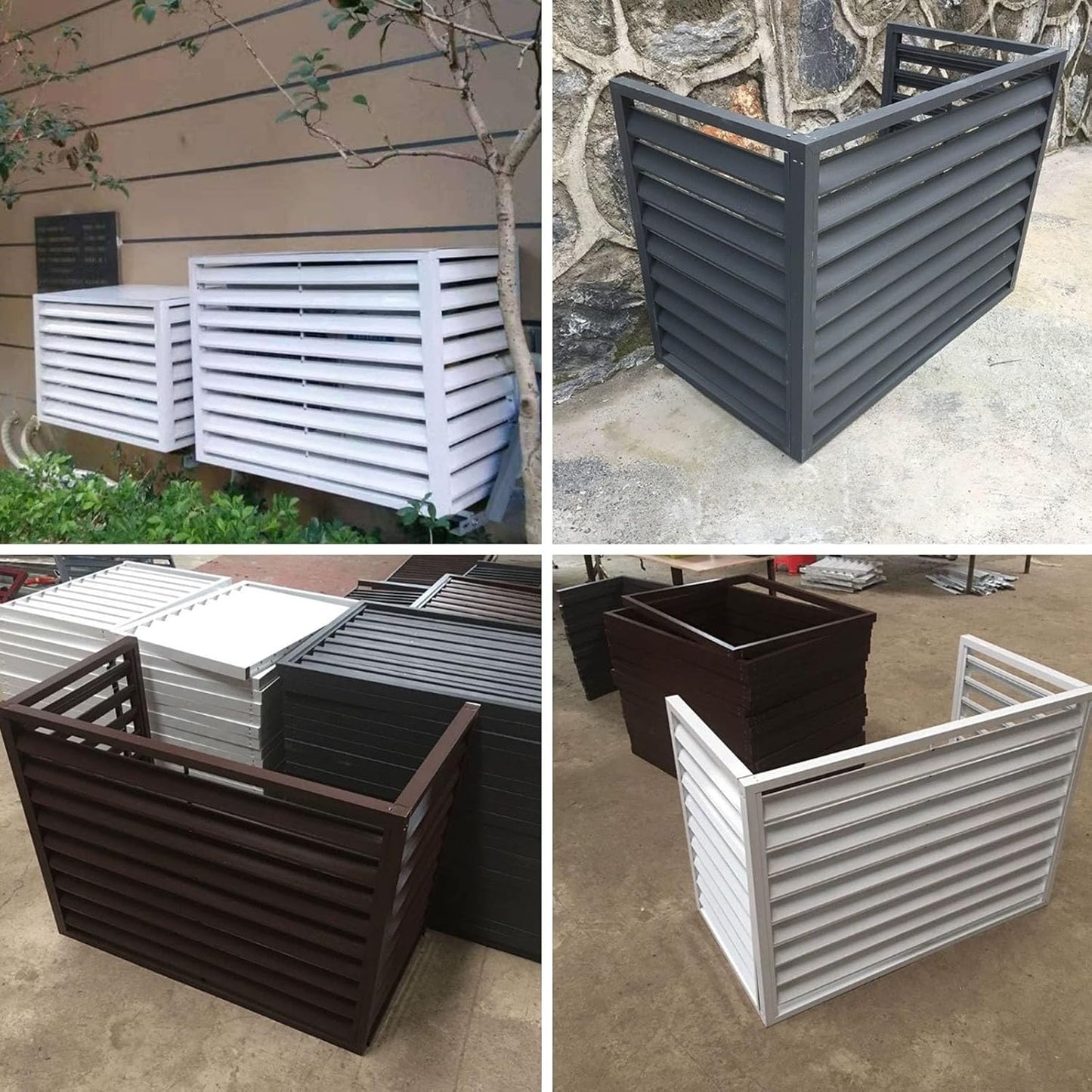 TqertrtfxaOutdoor air conditioner screen,Mini Split Air Conditioner Cover for Outside Units,Shelf Plant Stand,Outdoor AC Unit Cover,Noise Reduction,suitable for outdoor(Color:Brown,Size:110*60*80cm/43