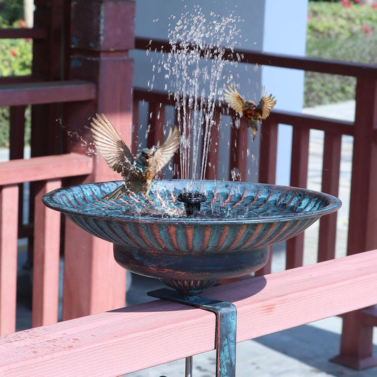 Solar Bird Bath,Deck Bird Bath with Solar Fountain,Metal Bird Bath Bub