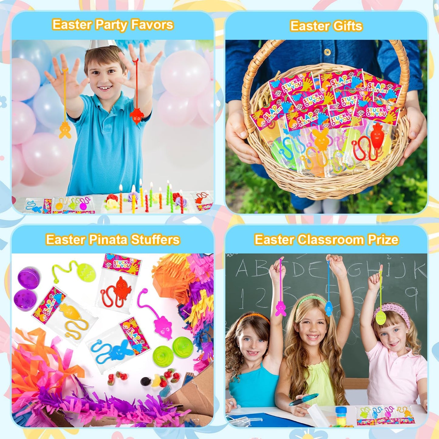 Non Candy Easter Egg Fillers for Kids 28 Pack, Easter Sticky Hands Toys Gifts Basket Pinata Stuffers for Toddlers, Mini Spring Party Favors Egg Hunt Supplies Goodie Treat Bag Prize for Boys Girls