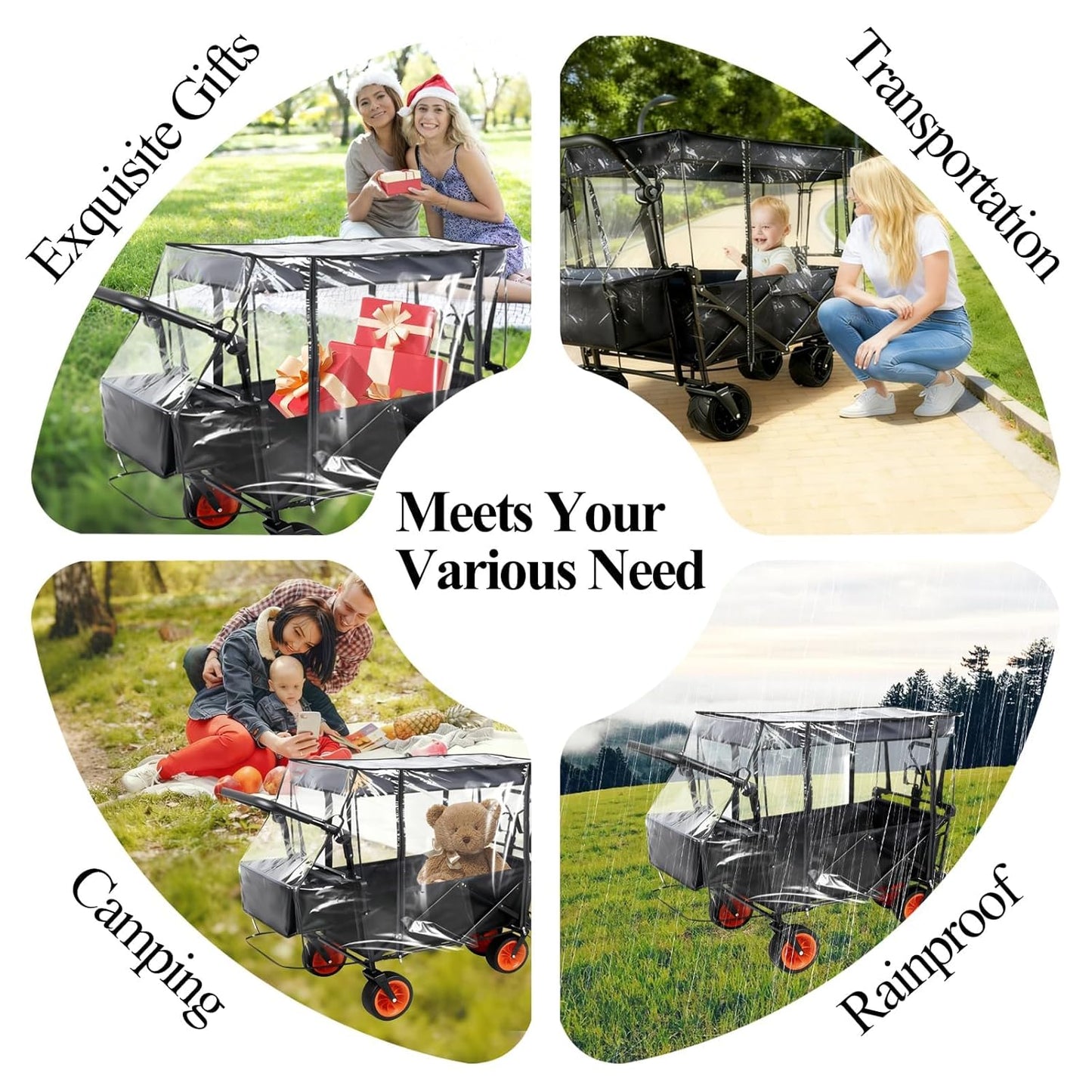 Wagon Rain Cover,Waterproof Sun Collapsible Cart Canopy Shade Wagons A