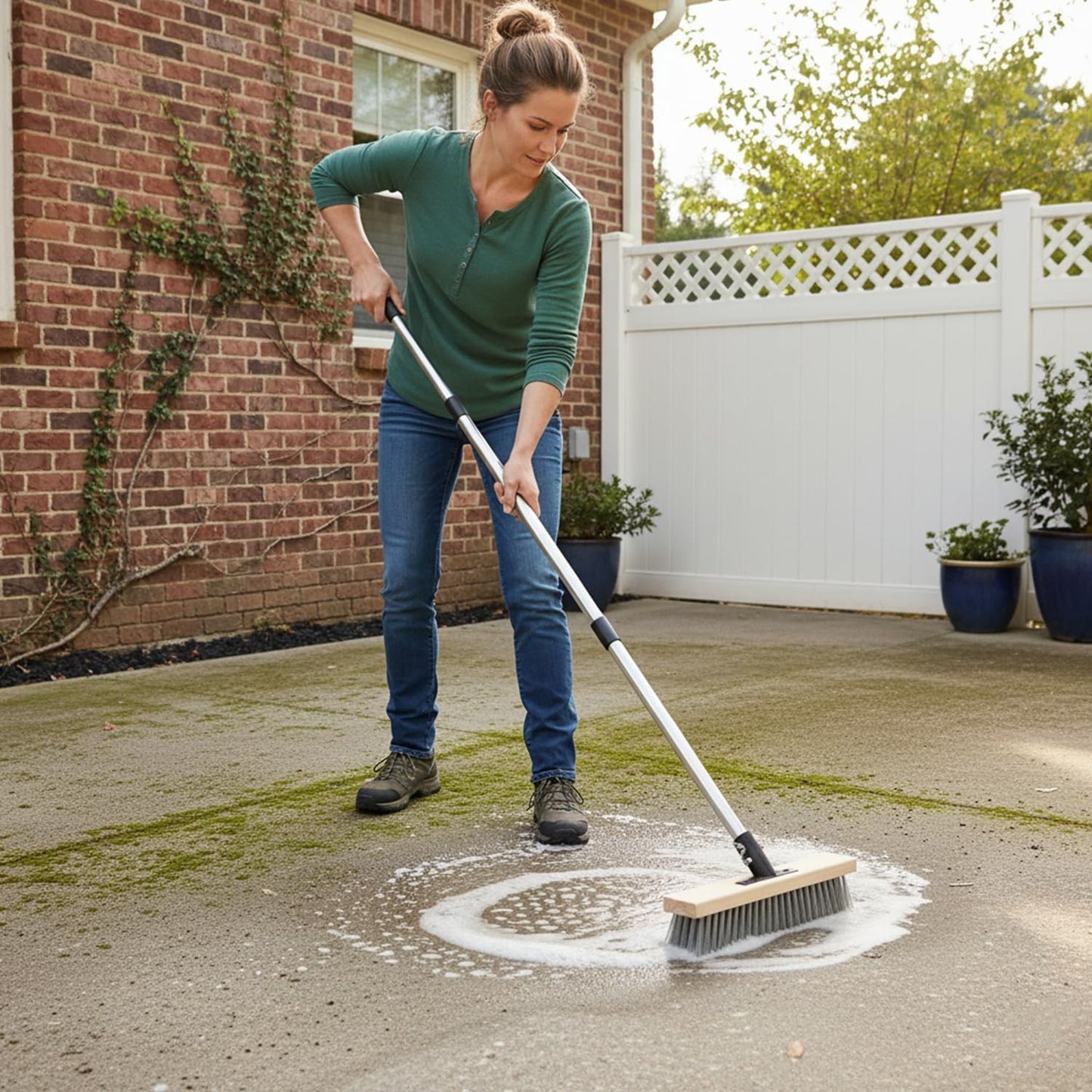 Heavy Duty Wire Broom,Stainless Steel Wire Scrub Brush with Long Handle,Perfect for Cleaning Weeds and Moss from patios, Decks, Gardens, Concrete, garages, and More(59in)