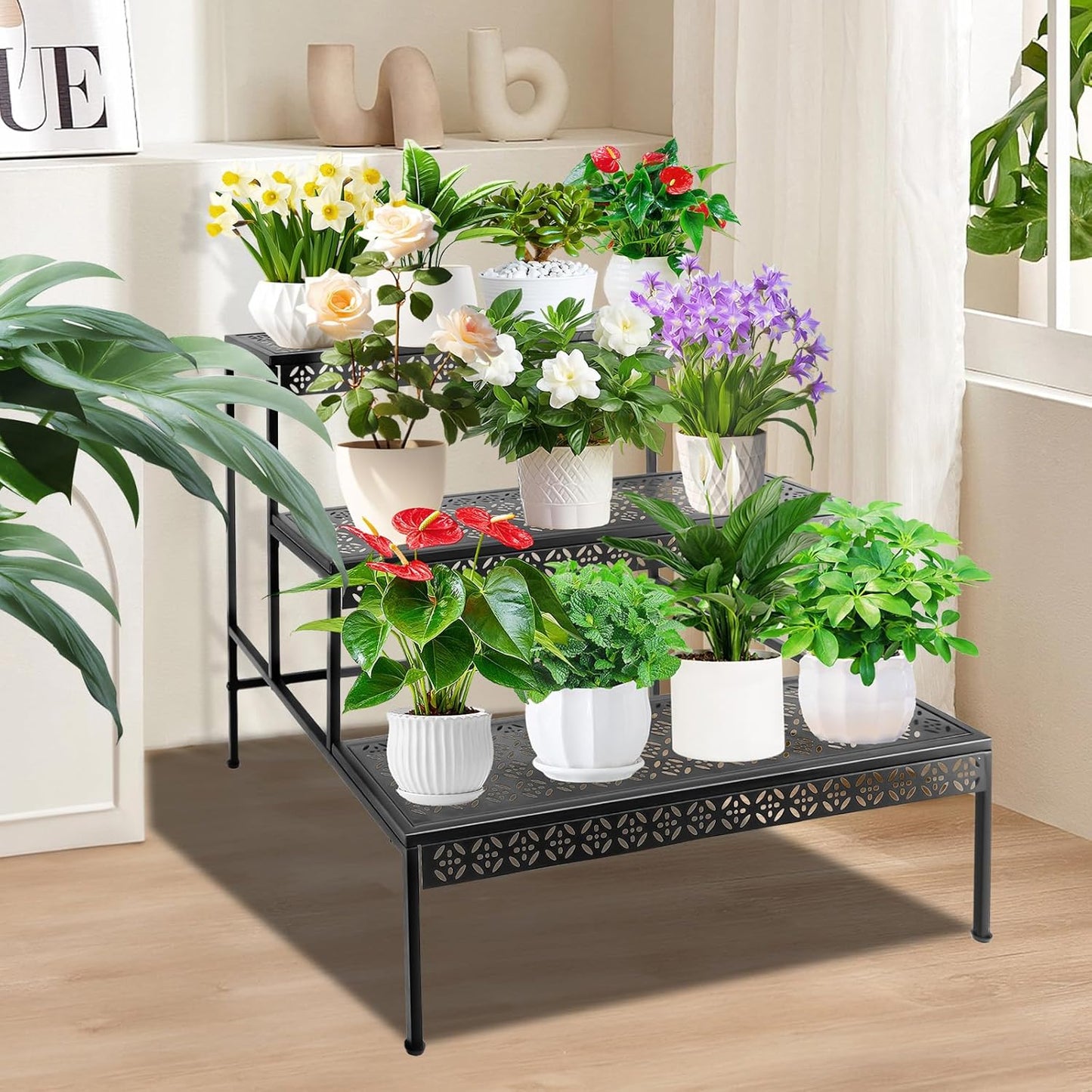 3 Tier Metal Plant Stand, Ladder Flower Pot Holder Plant Stands, Tiere