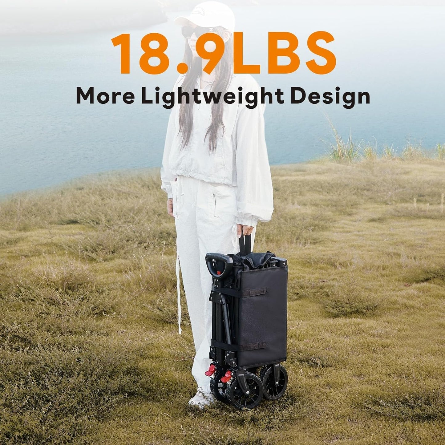 Outdoor Camping Trailer with Detachable Wheels Portable Folding Multi-Functional Travel Trailer with Tailgate Extension, Ideal for Outdoor Camping and Grocery Shopping.