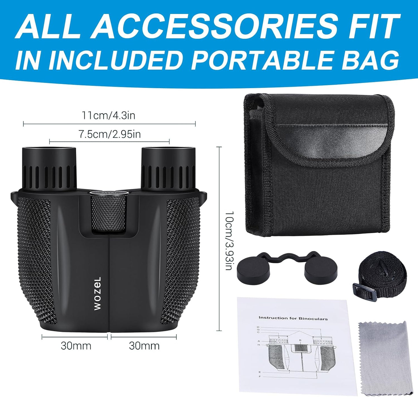 10x25 High Powered Binoculars for Adults - Wozel Compact Binoculars for Kids with Large View - Small Pocket Binoculars for Bird Watching Hunting Stargazing Cruise Ship Travel Hiking