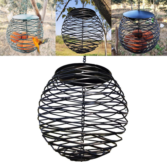 Birds Dispenser with Roof for Wild Sparrows Garden Suet Basket Outdoor Hanging Dispenser for Wild Birds Large Capacity Bird Feeders for Outside