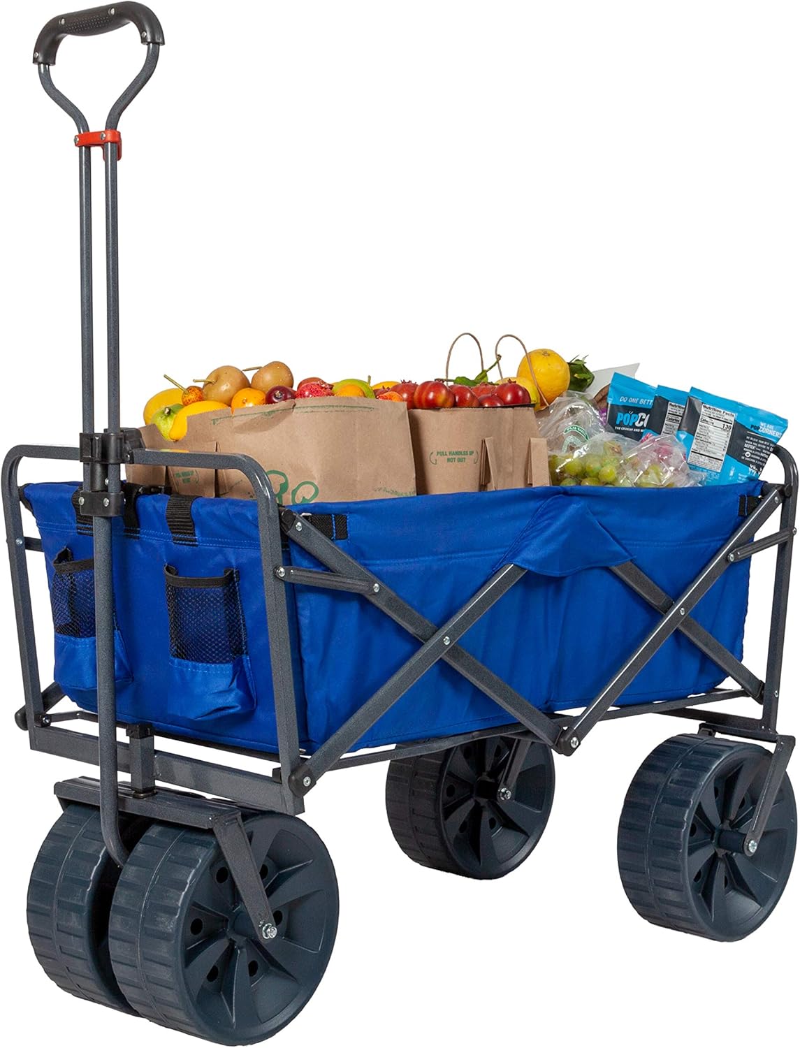 Mac Sports Heavy Duty Collapsible Folding All Terrain Utility Beach Wagon Cart, Blue/Black