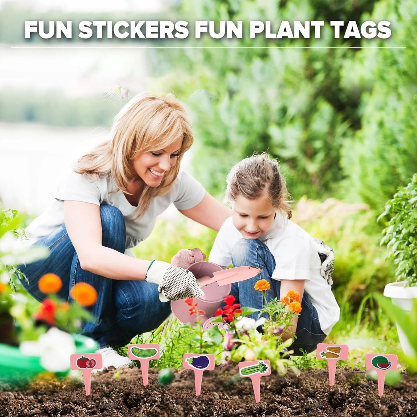 Kids Gardening Set 14Pcs Garden Tools with Tote Bag,Watering Can, Shov
