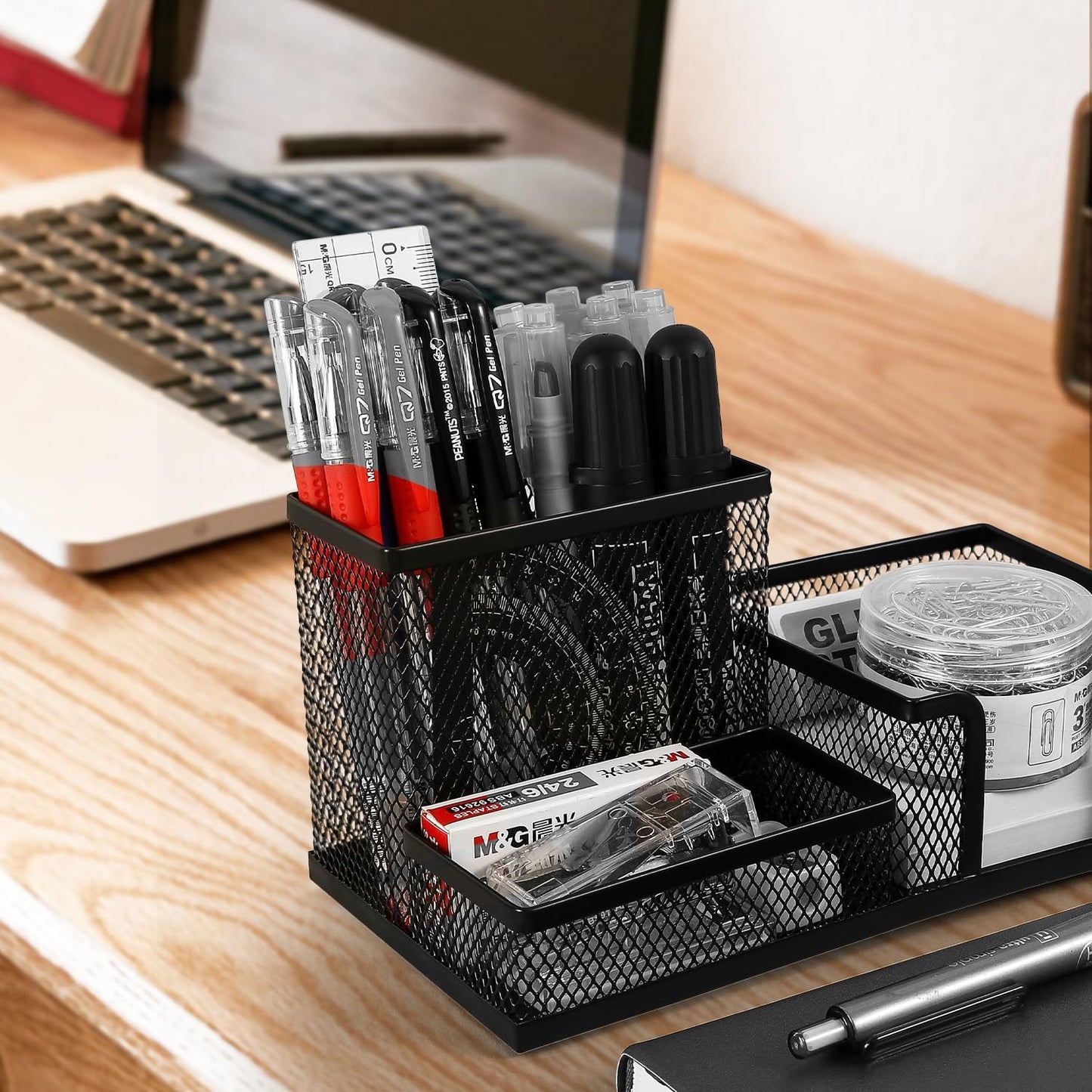 M&G Mesh Pen Holder Desk Organizers Pencil Holder for Desk Black, 3 Co