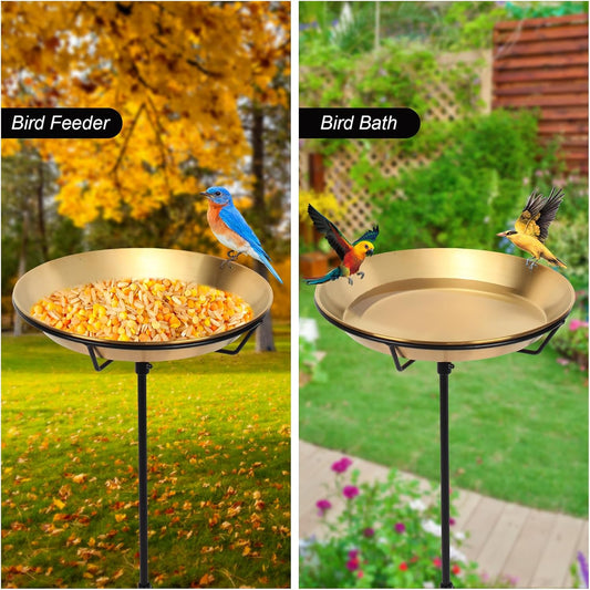 Standing Bird Bath Bird Feeder Bowl with 29.1 inch Iron Stand - Detachable Outdoor Decor for Garden Backyard Patio and Deck - Perfect for Attracting Birds