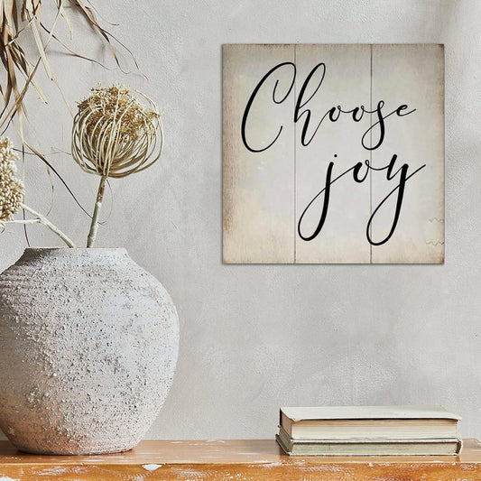 LITTLEGROVE SEEDS Rustic Scripture Wood Signs with Inspirational Quotes Choose Joy Sign Rustic Wall Hanger Farmhouse Wall Art for Home Man Cave Door Porch Garden Party 12x12in