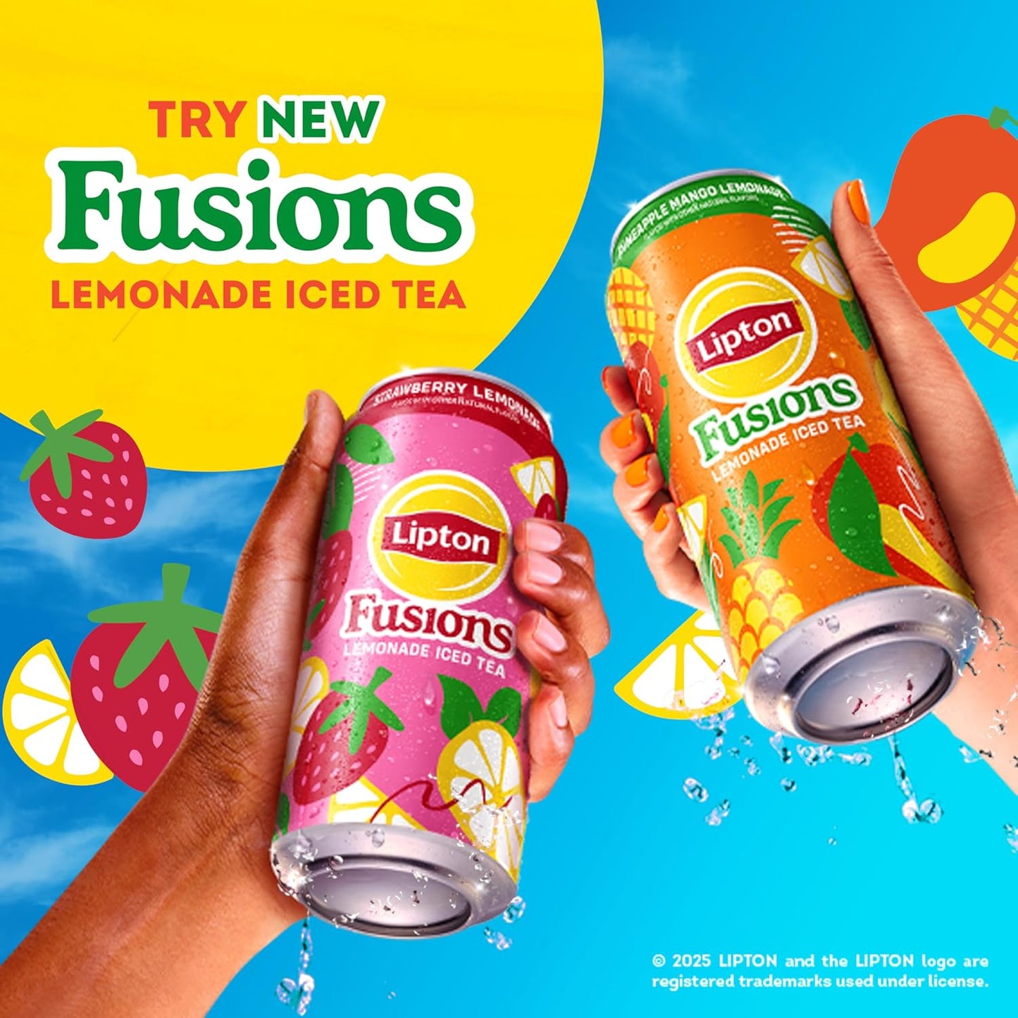 Lipton Fusions, Strawberry Lemonade & Iced Tea, 16 Fl Oz Cans (Pack of 12)