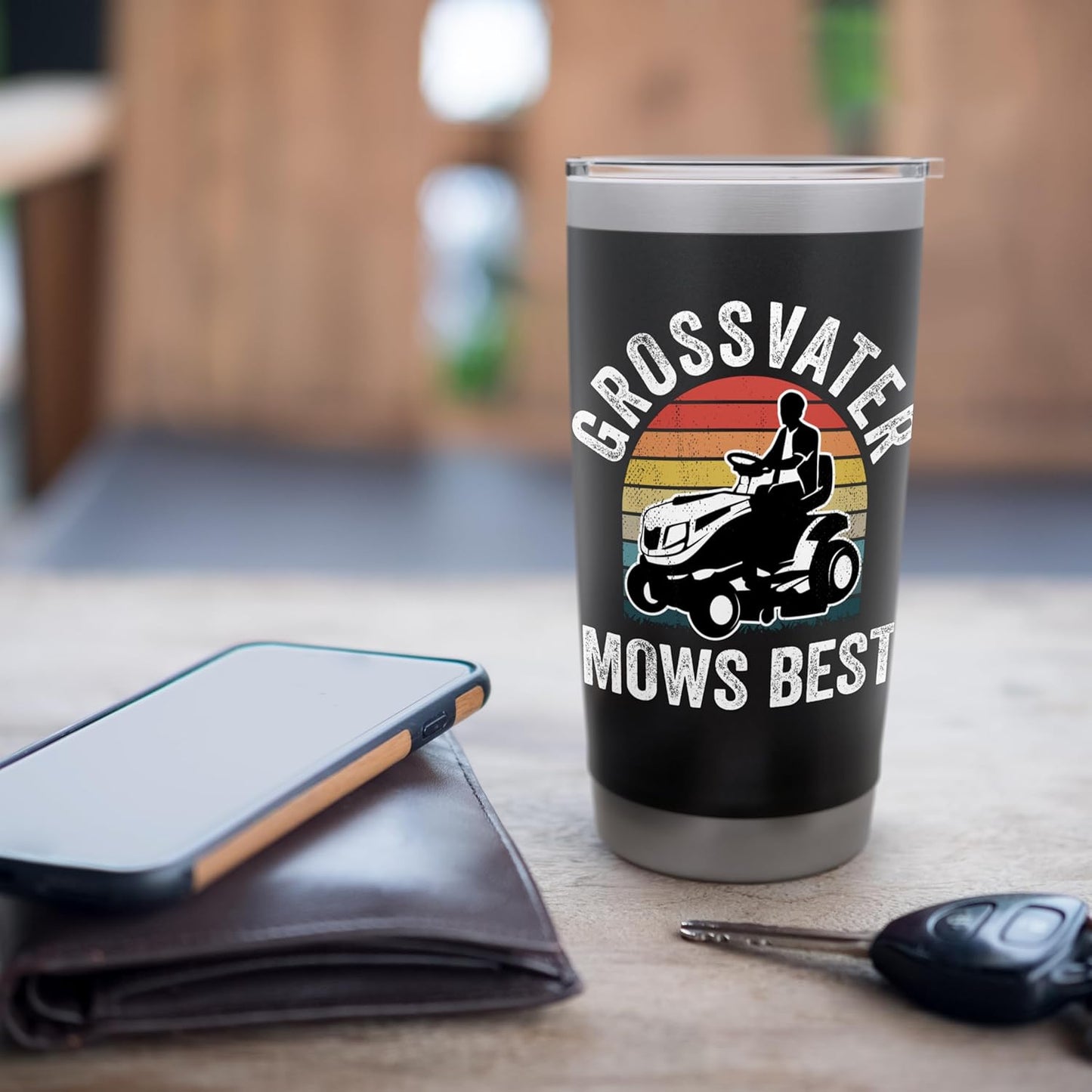 Grossvater Mows Best Funny Gardener Lawn Care Father's Day Stainless Steel Insulated Tumbler