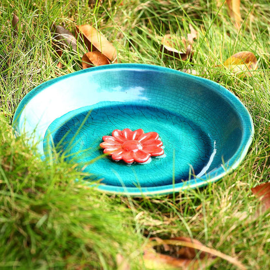 DUSVALLY Birdbath Ceramic Bowl Decor for Bee Bird for Outside, Bird Ba