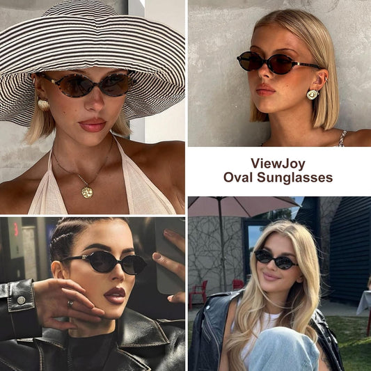 Retro Oval Sunglasses for Women Vintage 90s Y2K Trendy Designer Sun Gl