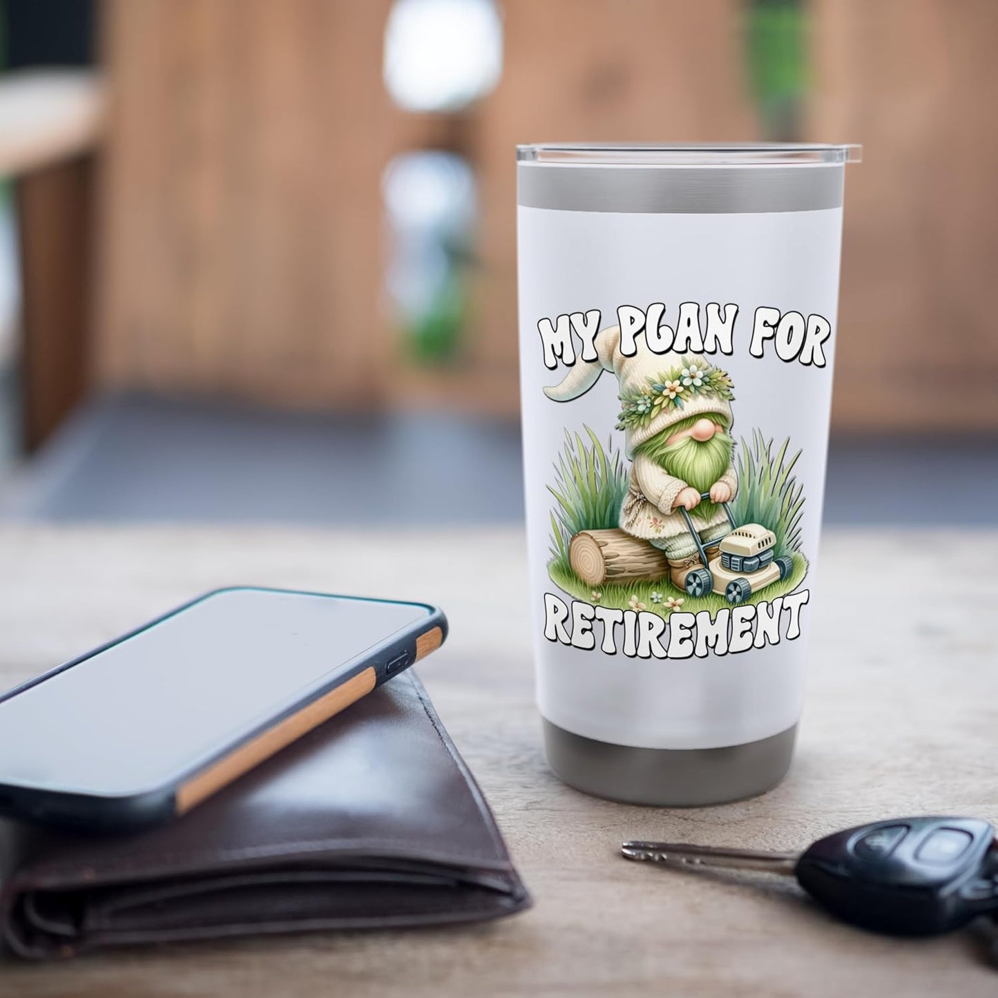 Retirement Plan Lawn Care Gnome Graphic For Men Retired Dad Stainless Steel Insulated Tumbler