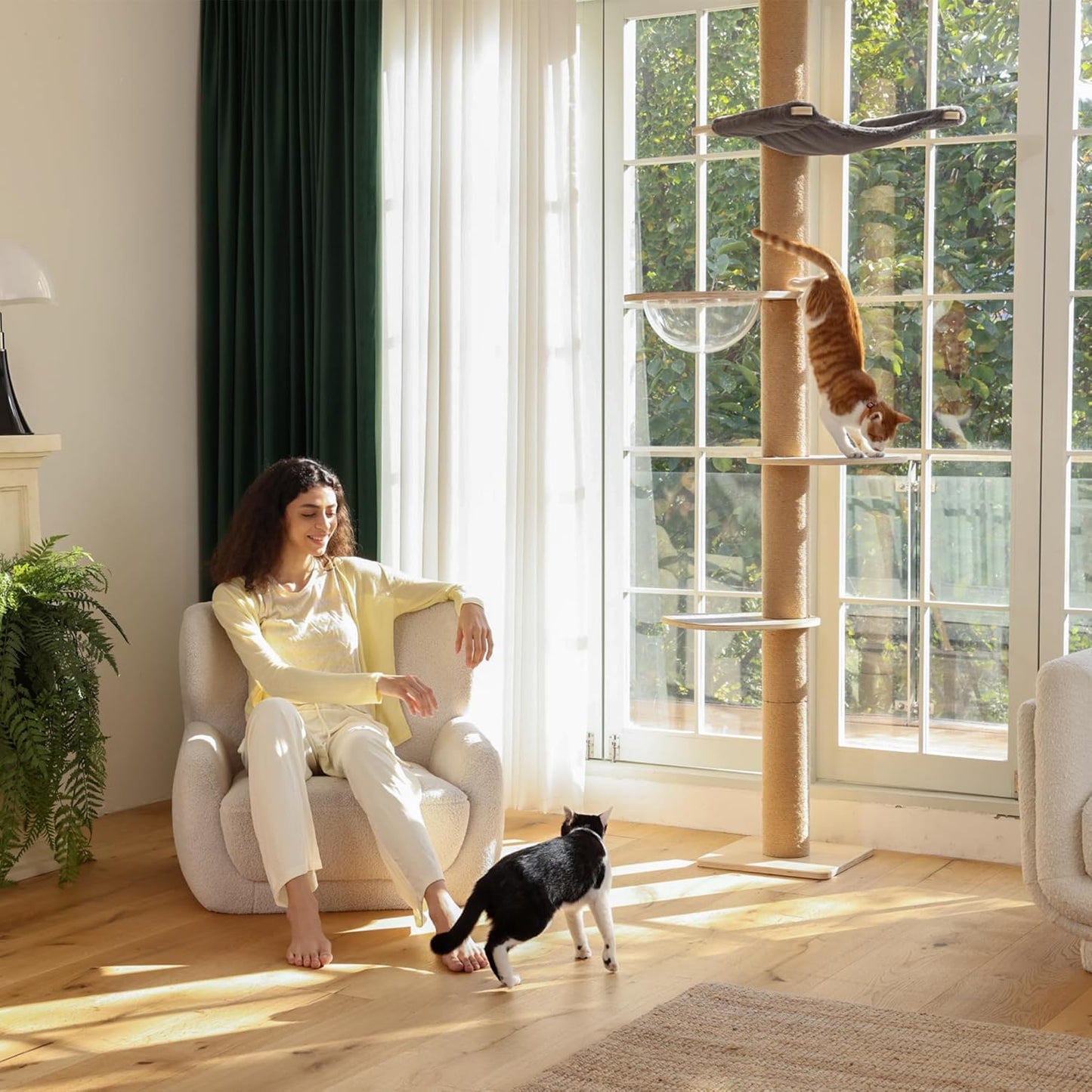 FUKUMARU Floor to Ceiling Cat Tree, 6 Level Adjustable Height (5.7-9.8