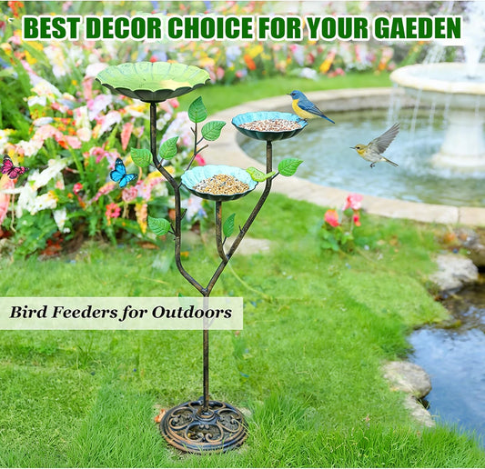 37" H Metal Bird Baths for Outdoors, Bird Bath for Outside, 3-in-1 Pedestal Bird Feeder & Bird Baths for Outdoors, Garden, Lawn, Yard Decor