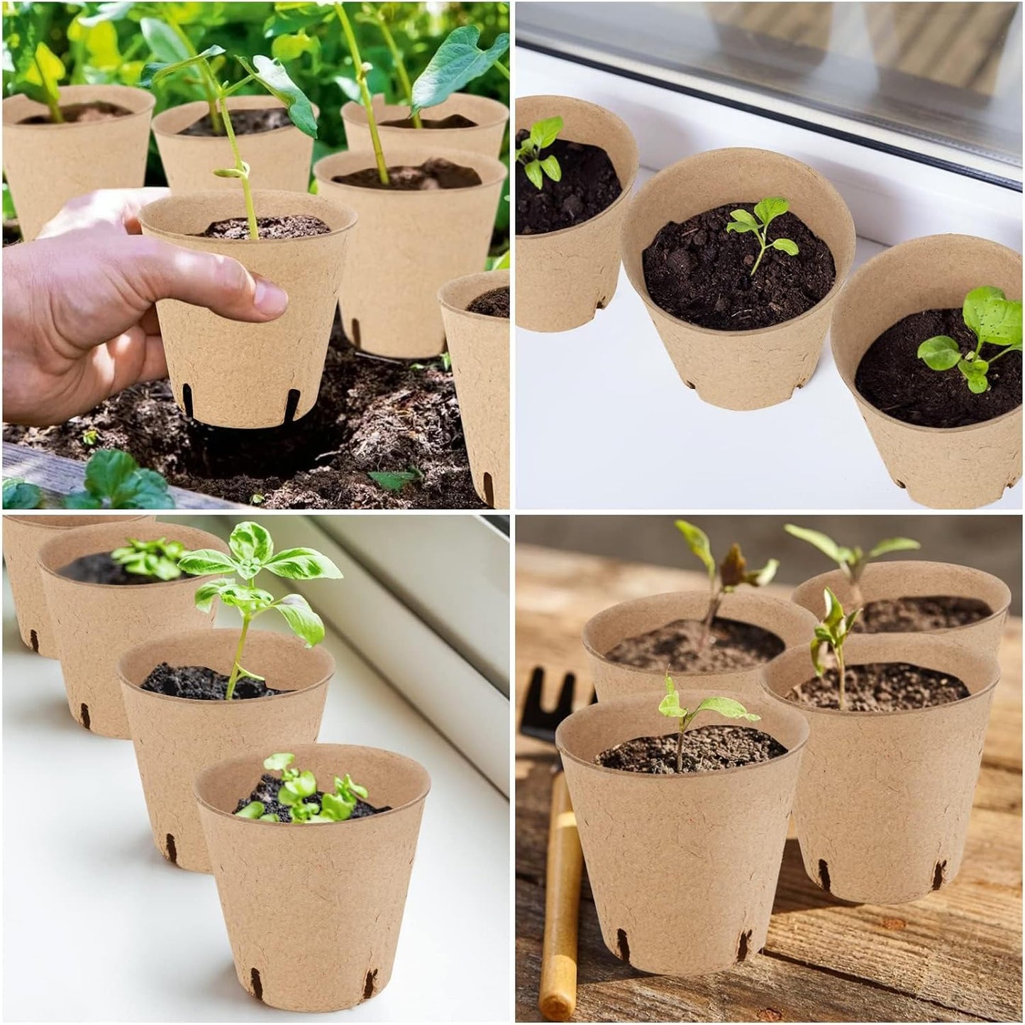 60-Pack 4” Biodegradable Peat Pots with 60 Plant Labels - Eco-Friendly