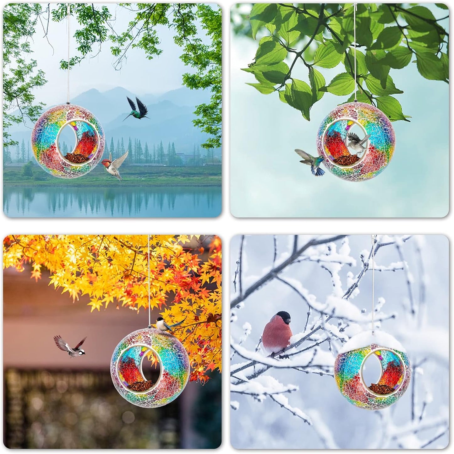 VCUTEKA Bird Feeder Mosaic Fly Through Bird Feeders for Outside Hangin