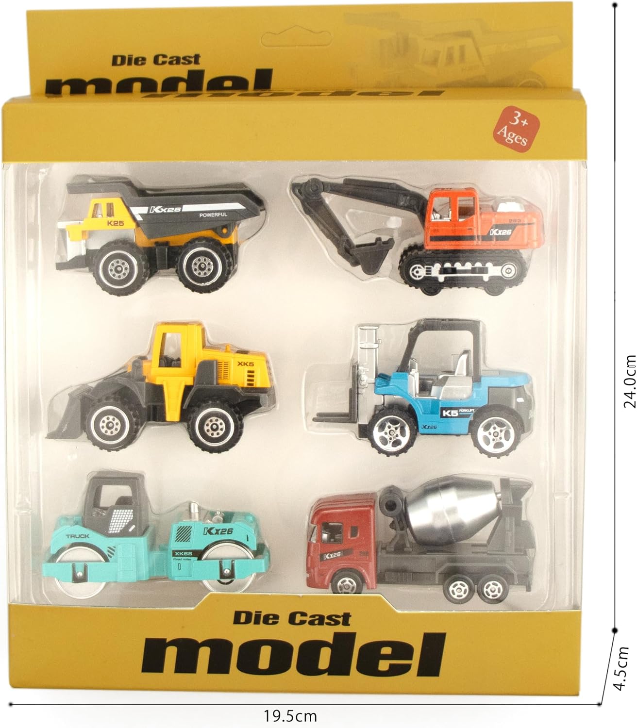 BenRich 6 Pcs Mini Die Cast Toy Set 1/64 Scale Alloy Construction Mode