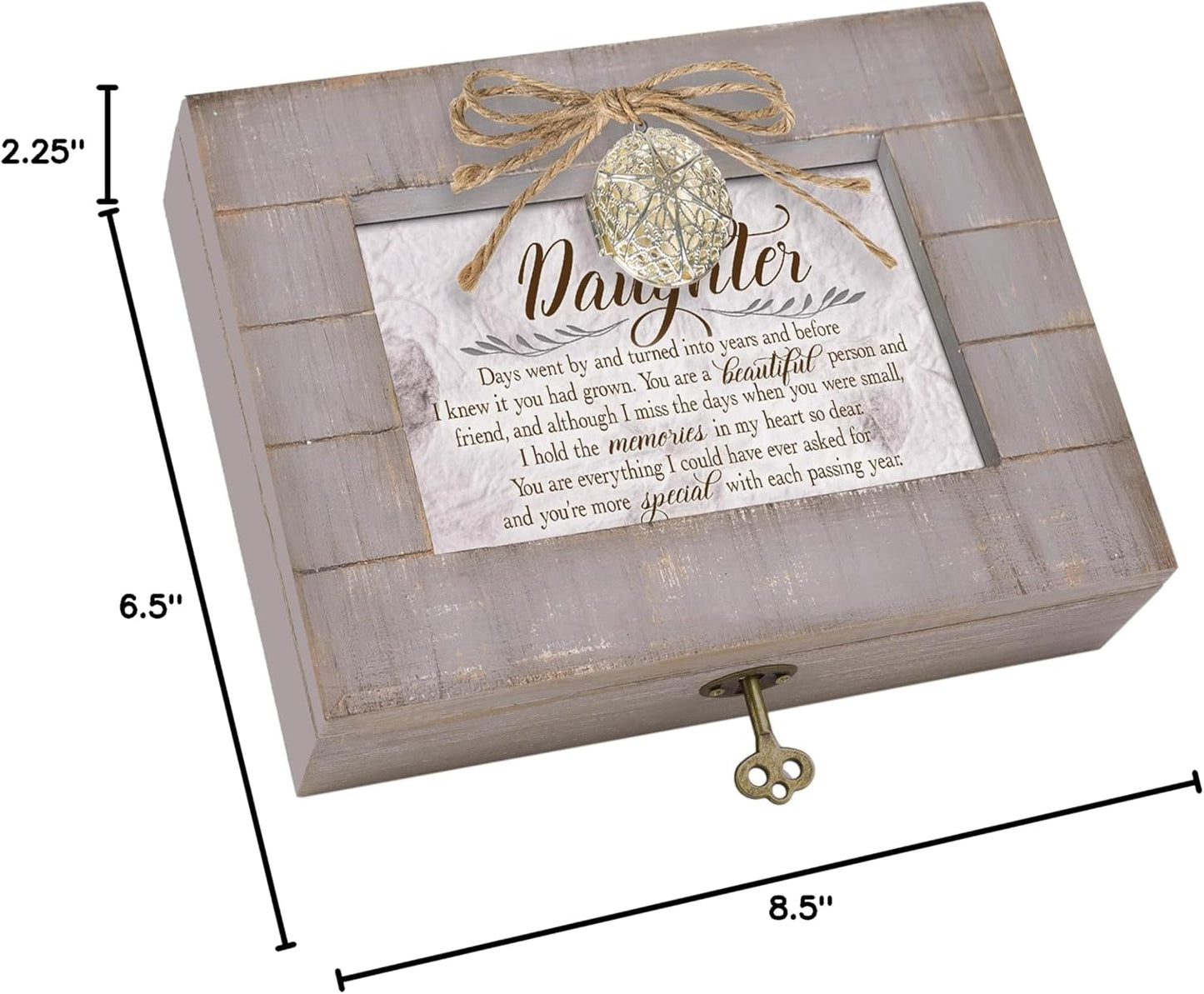 Cottage Garden Daughter Days Turned Into Years Grey Distressed Locket Music Box Plays Edelweiss