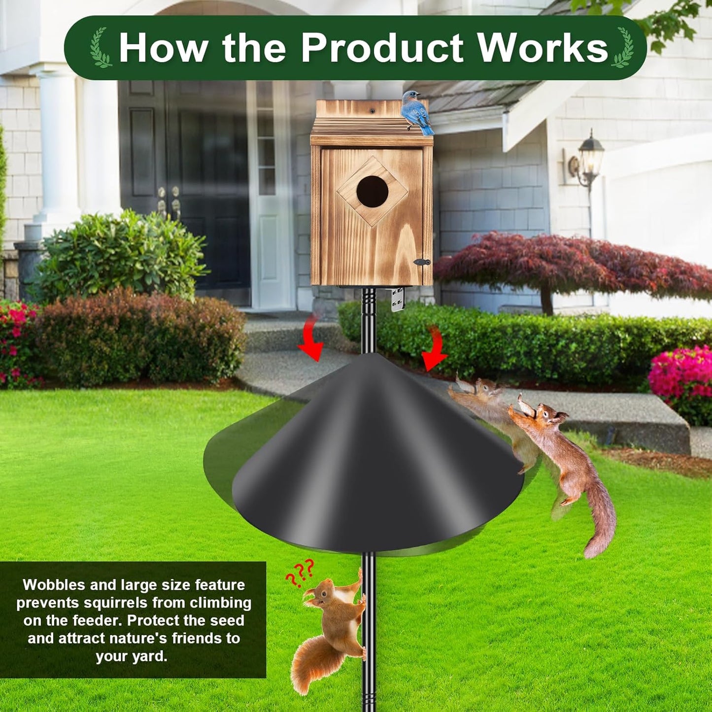 Gtongoko 19 Inch Squirrel Baffle for Bird Feeder Pole Squirrel Guards for Shepherds Hook Stopper for Bird Feeders Black 2 Pack