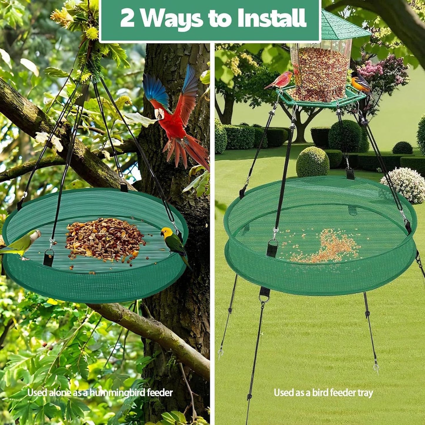 Bird Feeders, Outdoor Tray, 19.6 Inch Spill Guard Mesh Feeding Tray with Hangable Design, Avian Feeder with Sturdy Construction, Garden Supplies, Bird Feeders for Finch Hummingbird Watching