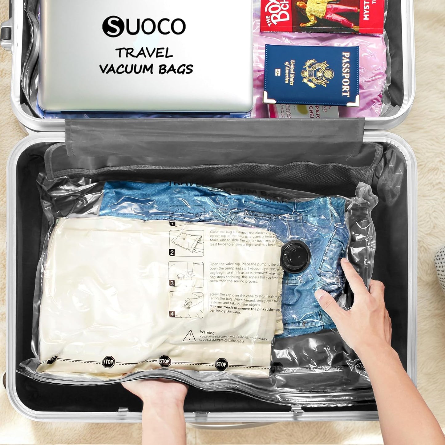 Travel Vacuum Bags for Clothing with Rechargeable Electric Pump, Compression Packing Cubes Organizer Storage for Luggage Suitcase, Space Saver Seal Bags for Vacation Cruise, 18 Combo