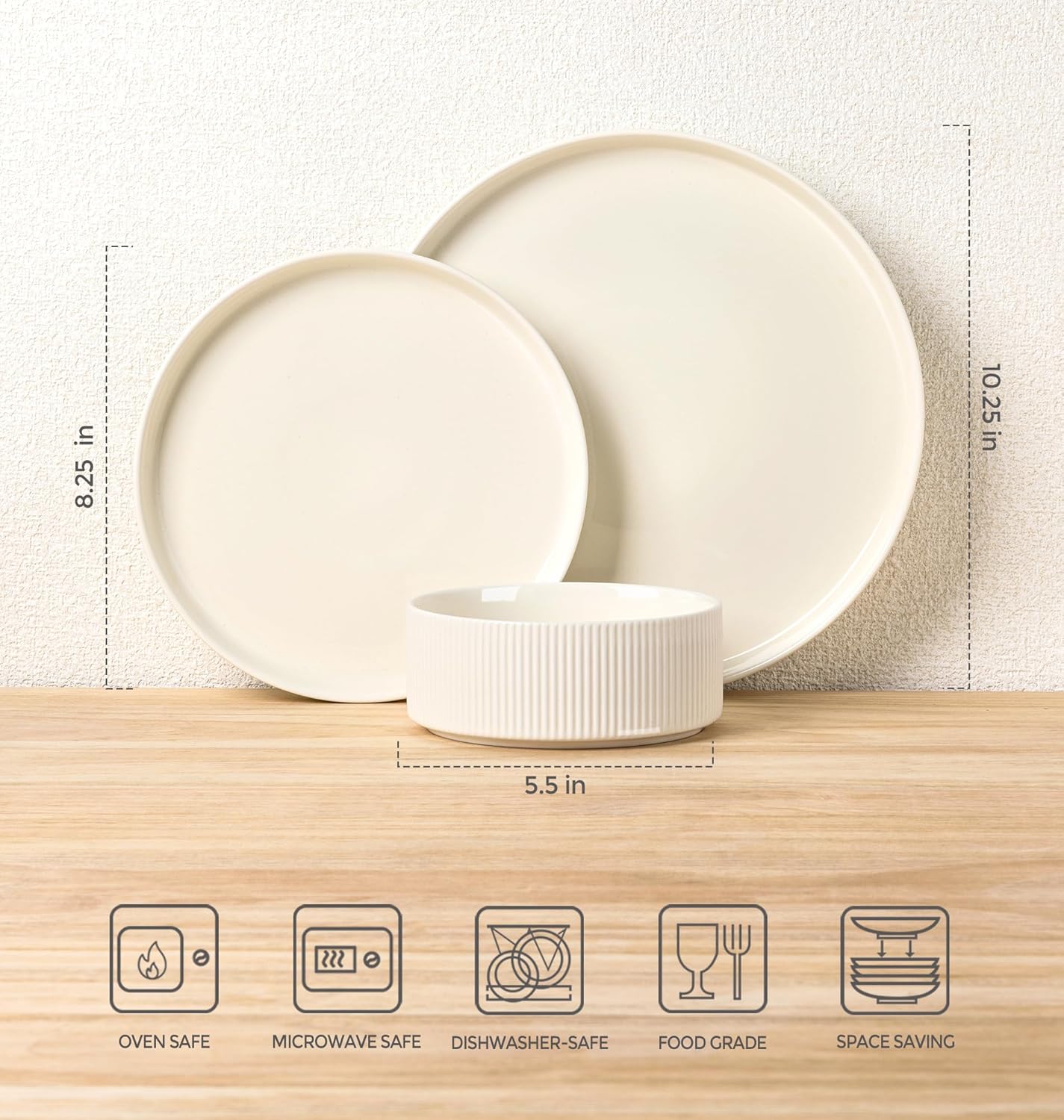 TheTerra Ceramic Dinnerware Sets for 4, 12 Pieces Porcelain Lightweigh