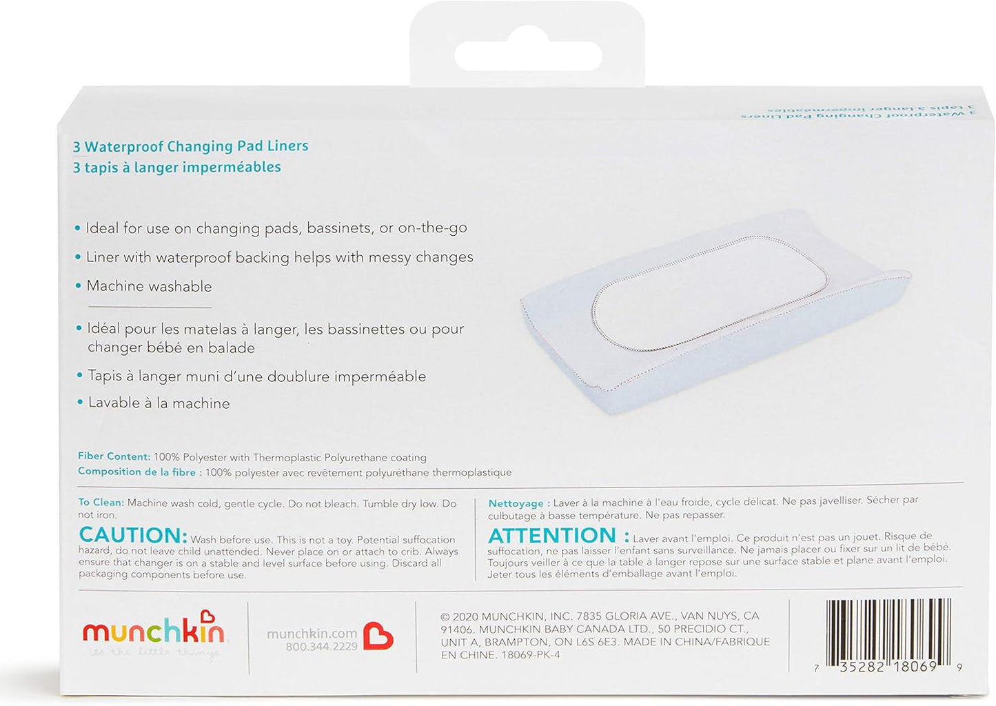 Munchkin® Waterproof Changing Pad Liners, 3 Count, (Pack of 1)