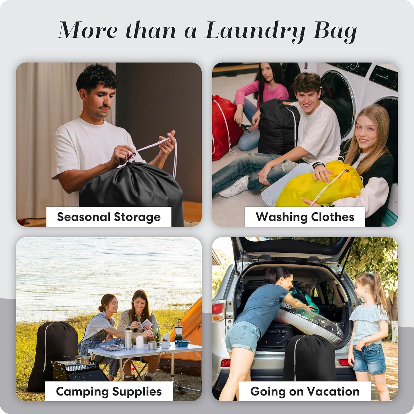 Nylon XL Laundry Bag, Large Capacity with Locking Drawstring, Machine