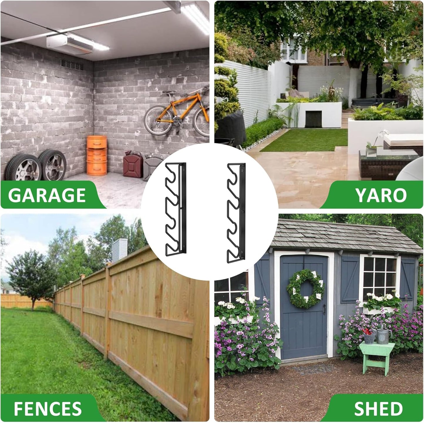 UNITEDPOWER Garden Tool Storage Rack,Wall Mounted Garage Organizer,Tool Utility Holder for Garden Equipment Shovel Rakes Brooms