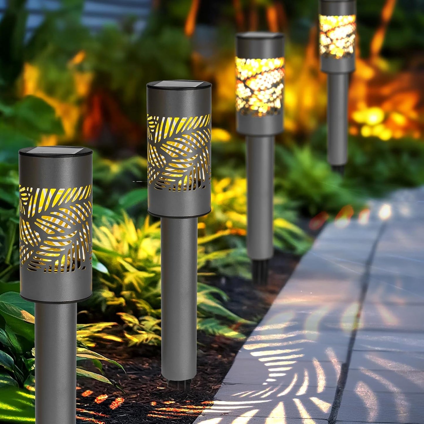 Dazzle Bright Solar Pathway Lights Outdoor, 12 Pack LED Warm White Wat