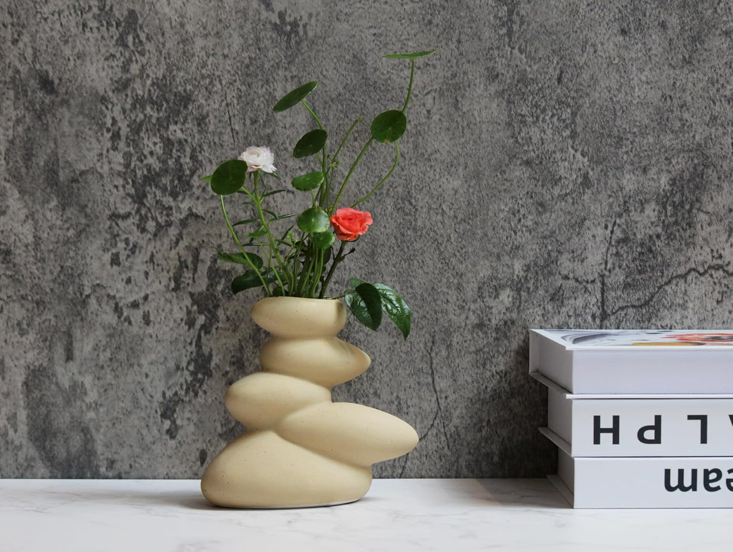 Cotta Planters Flower Vase – Simple and Minimalist Ceramic Vase – Matt Finish Flower Pot or Vase – Small Vase Home Decorations for Living Room – Beige Boho Vase – Unique Accent Piece