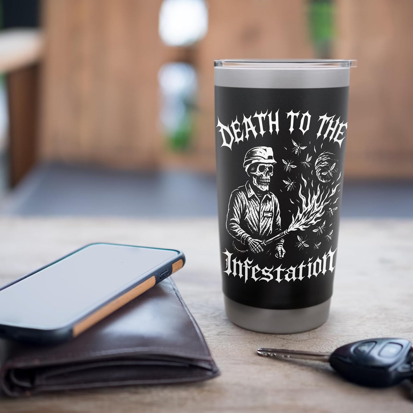 Defeat the Infestation Exterminator Pest Control Gift Stainless Steel Insulated Tumbler