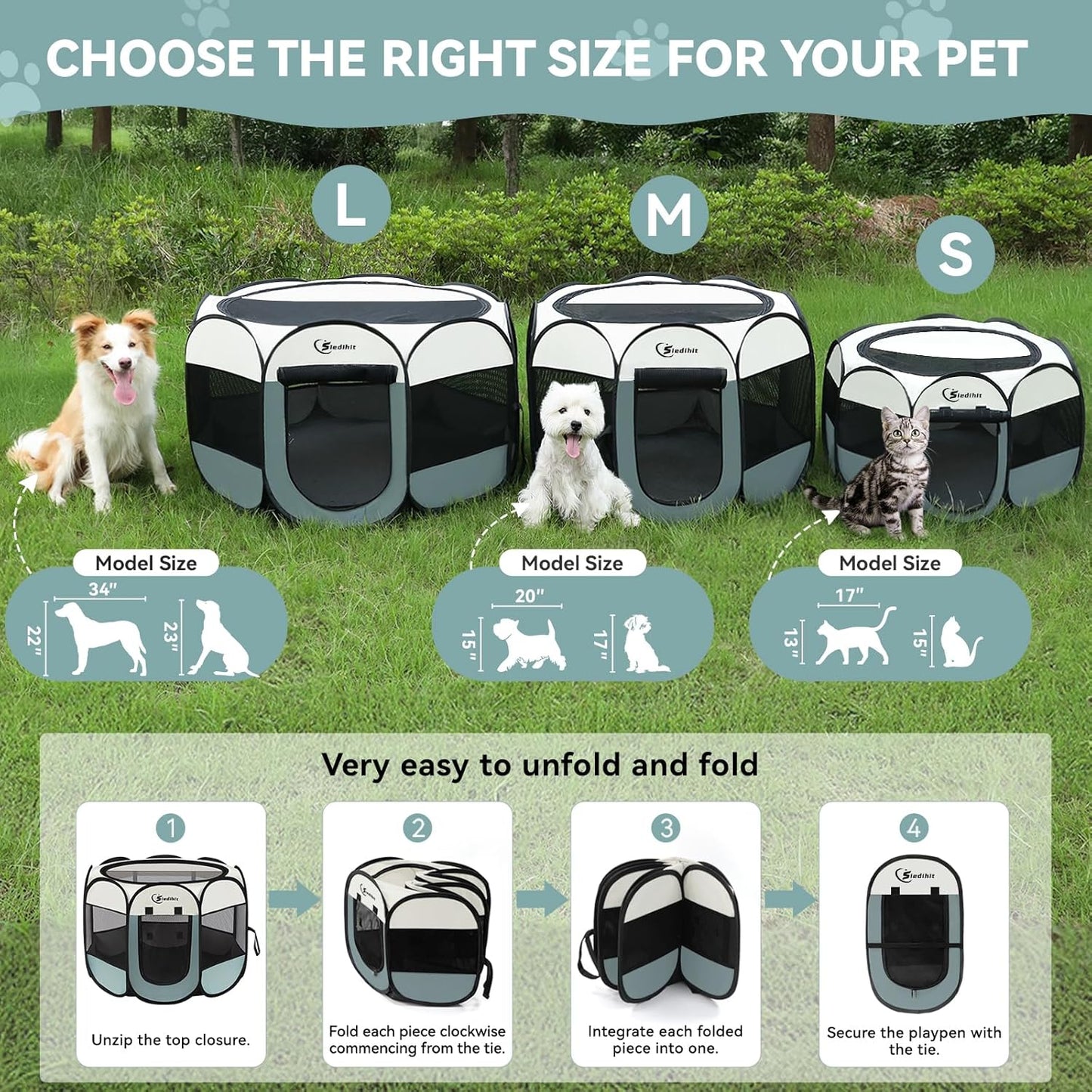 Dog Cat Playpen, Puppy Pet Playpen Indoor for Small Dog Crate Tent Cag