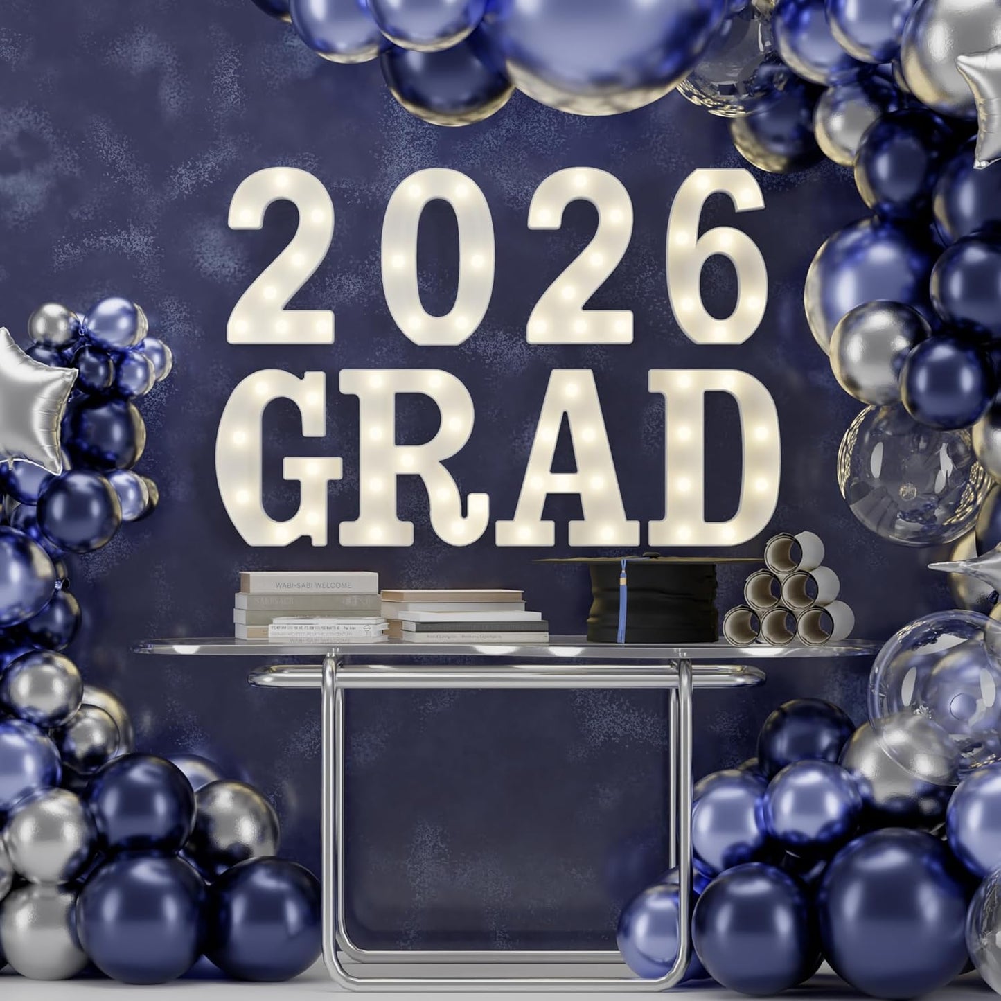 Graduation Decorations 2026-8 LED Long Marquee Light Up Letters 'Grad 2026' - Graduation Party Decor for Kindergarten Preschool High School College Graduation