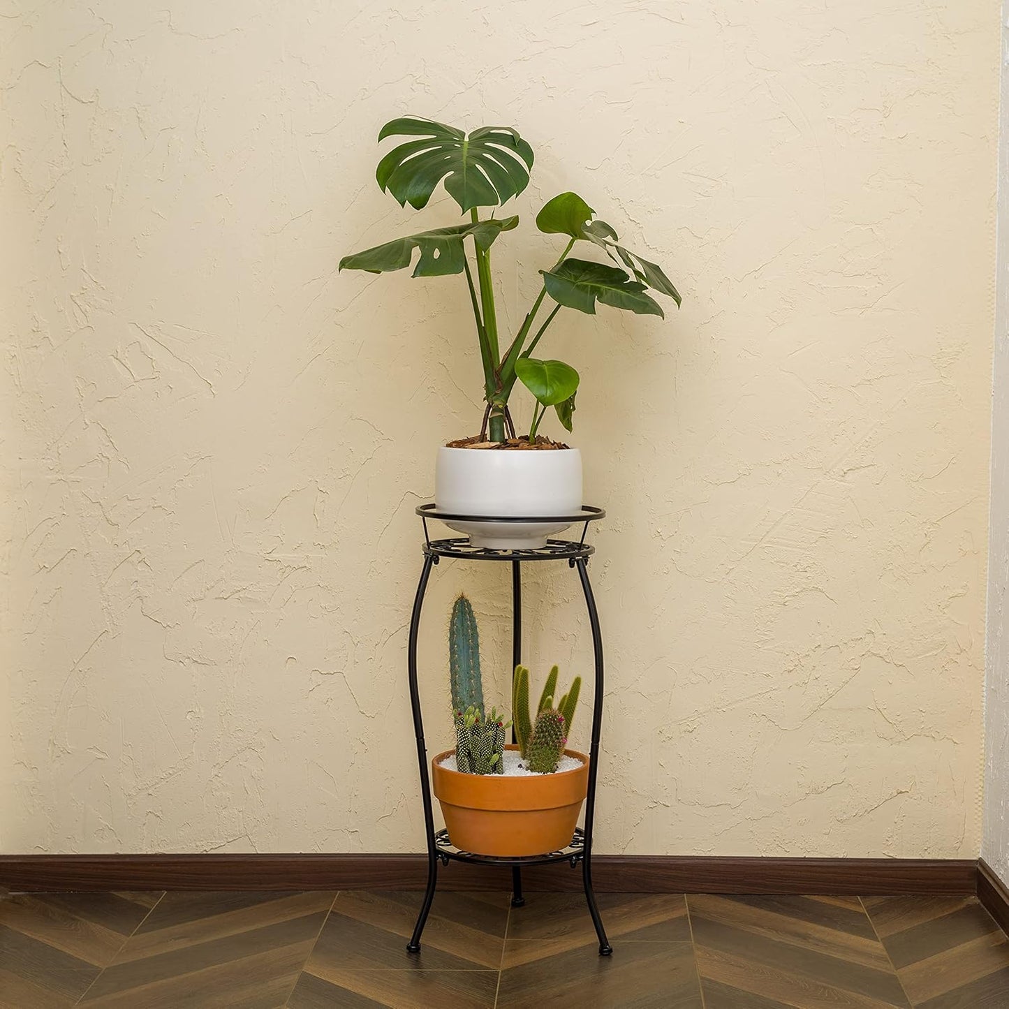 FaithLand 2 Pack Metal Plant Stands, Tall Planter Holder Indoor Outdoo