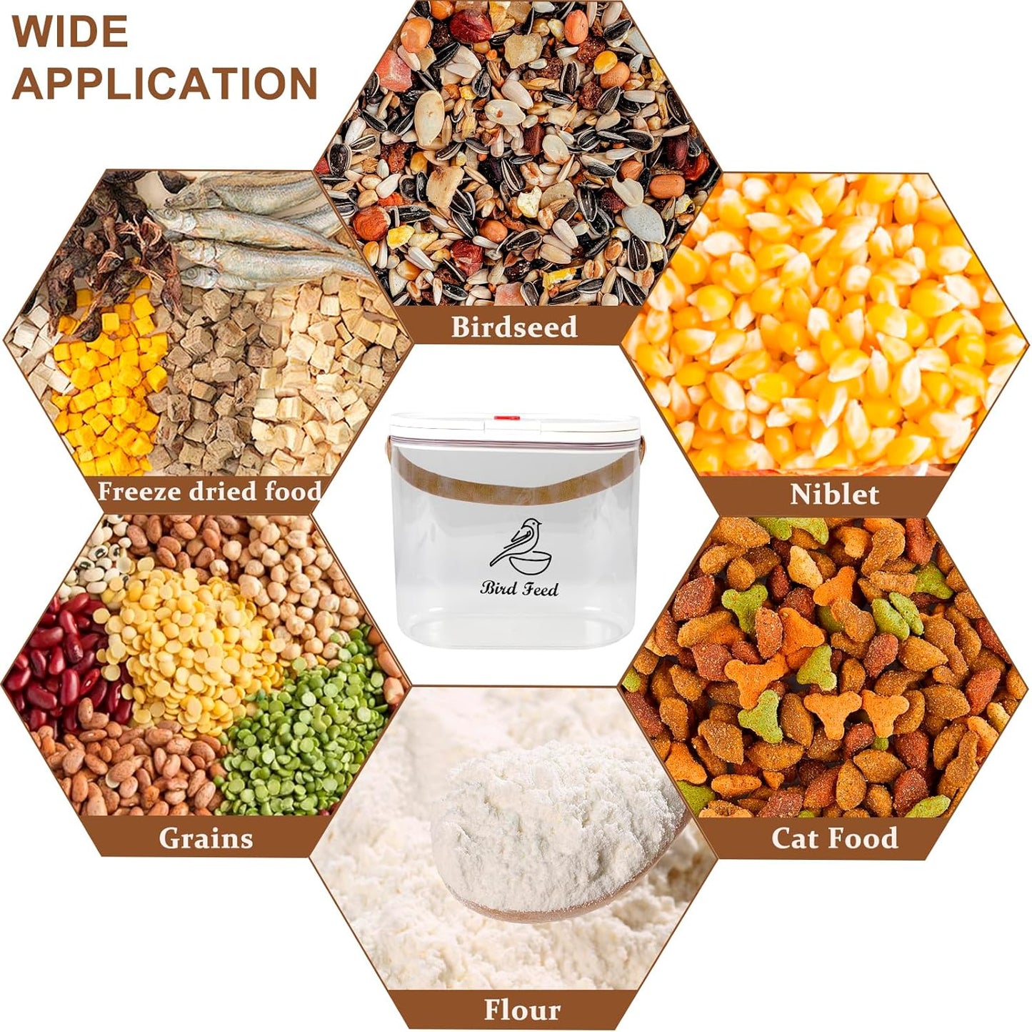 Outdoor Bird Seed Storage Container 7Lbs|Portable Bird Food Container with Handle|Clear Bird Seed Bin with Food Scoop|ideal for Wild Bird Seed,Sunflower seed|Clear Plastic-BPA Free