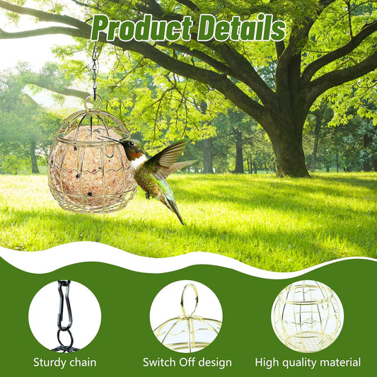 8pcs Suet Ball Feeders - Metal Hanging Bird Feeder with Hooks for Wild Birds Outdoor Garden